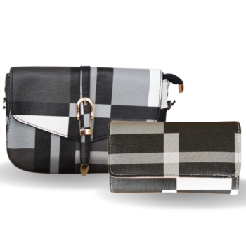 Ensemble sac à bandoulière + portefeuille assorti - Noir