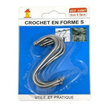 Lot de 12 blisters de 5 crochets (0,91€ les 5 crochets) : Crochet en forme de S 6cm – Image 2