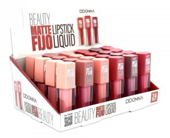 Présentoir de 24 (0,93€ pièce) : Rouge à Lèvres liquide 6 couleurs BEAUTY MAT FIXE - D'DONNA