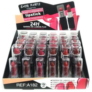 Présentoir de 24 (1,03€ pièce) : Rouge à Lèvres 6 couleurs 24H - EASY PARIS