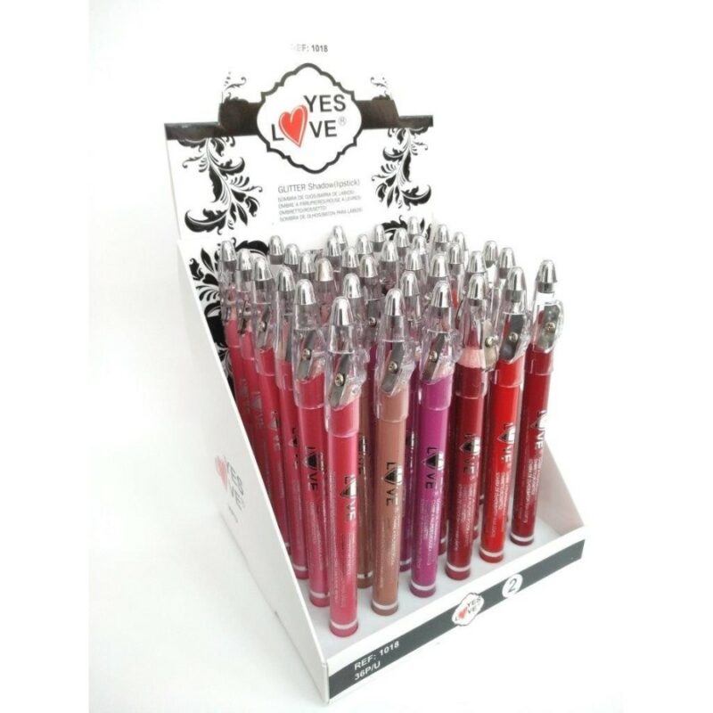 Lot de 36 Crayons 2en1 Lèvres et Yeux Glitter Rose Rouge - Yes Love