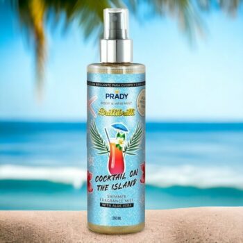 Lot de 12 (soit 2,10€ pièce) : Brume parfumée et pailletée corps et cheveux "Cocktail des Iles" - Prady – Image 2