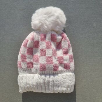 Lot de 4 Bonnets à carreaux à pompon (2,90€ l'unité) – Image 2