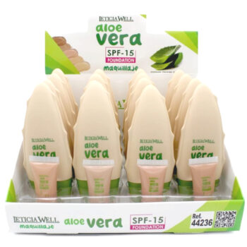Présentoir de 16 (soit 1,62€ unité) : Fond de teint fluide ALOE VERA SPF15