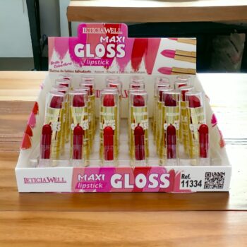 Présentoir de 24 (soit 0,74€ l'unité) : Rouge à lèvres Maxi gloss