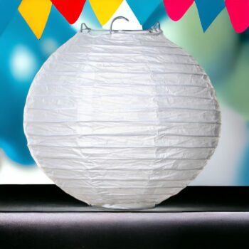 Lot de 12 (Soit 1,02€ unité) : Lanterne de papier ronde Blanche - 25cm – Image 2