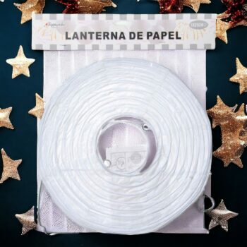 Lot de 12 (Soit 1,02€ unité) : Lanterne de papier ronde Blanche - 25cm – Image 3