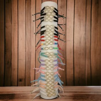 Présentoir de 24 (0,95€ pièce) : Bracelet corde à Strass - Modèle règlable