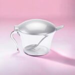 Pack de 6 (soit 1,17€ unité) : Pots à sucre à couvercle avec Cuillère - Couleur Argent