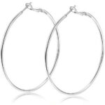 Lot de 12 (1€ pièce) : Boucles d'Oreille Créole argentées en Acier Inoxydable - Diamètre 4 cm