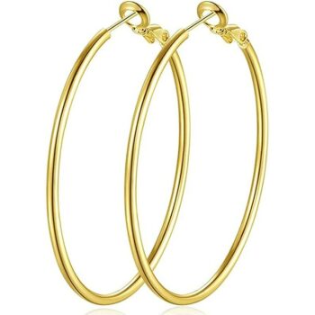 Lot de 12 (1€ pièce) : Boucles d'Oreille Créole dorées en Acier Inoxydable - Diamètre 4 cm – Image 2