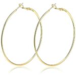 Lot de 12 (1€ pièce) : Boucles d'Oreille Créole dorées en Acier Inoxydable - Diamètre 4 cm