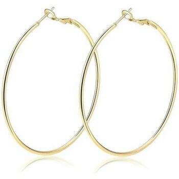 Lot de 12 (1€ pièce) : Boucles d'Oreille Créole dorées en Acier Inoxydable - Diamètre 4 cm