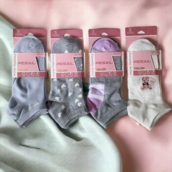 Lot mélangé de 60 (soit 0,29€ la paire) : Chaussettes courtes femme à motifs - Nuances Pastels – Image 3