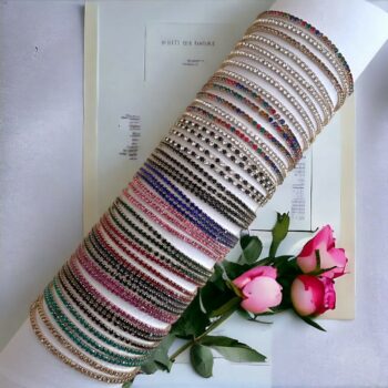 Présentoir de 48 (0,60€ pièce) : Bracelets Fins à Strass - Modèle Élastique