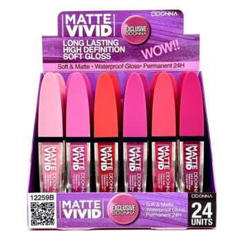 Présentoir de 24 (1,12€ pièce) : Rouge à Lèvres Gloss Vivid Waterproof Mat 24H – Image 2