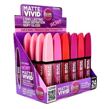 Présentoir de 24 (1,12€ pièce) : Rouge à Lèvres Gloss Vivid Waterproof Mat 24H