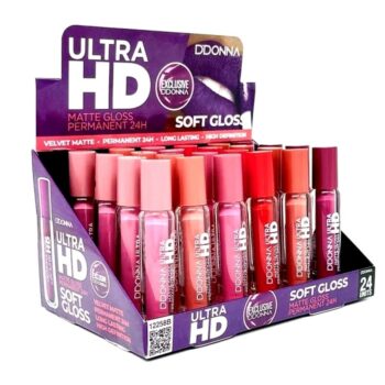 Présentoir de 24 (1,12€ pièce) : Lip Gloss Matte Ultra HD - Ddonna