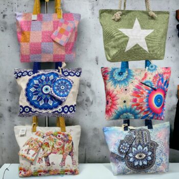 Pack éco de 12 sacs (Soit 3,60€) Mélange de grand Sac à Main en Tissu Polyvalent