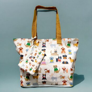 Mélange de 5 Couleurs (soit 3,95€) Grand Sac à Main + Porte Monnaie - Motifs Chiens