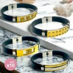 Lot de 10 (1,80€ unité) : Mélange De Bracelets homme Dorés et simili cuir noir