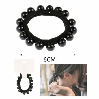 Lot de 12 (soit 0,63€ le paquet) : Paquet de 2 gros chouchous à perles noires – Image 2
