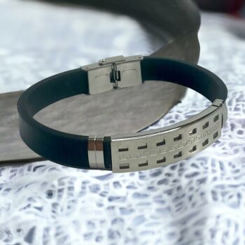 Lot de 4 (1€ unité) : Mélange De Bracelets homme Dorés et Argentés simili cuir noir – Image 3