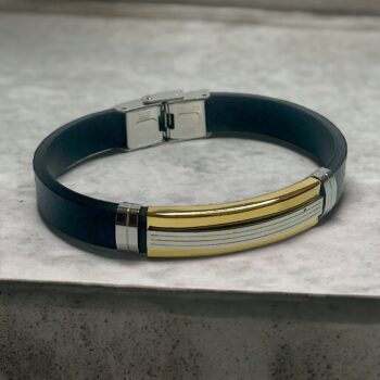 Lot de 4 (1€ unité) : Mélange De Bracelets homme Dorés et Argentés simili cuir noir – Image 4