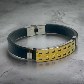 Lot de 4 (1€ unité) : Mélange De Bracelets homme Dorés et Argentés simili cuir noir – Image 6