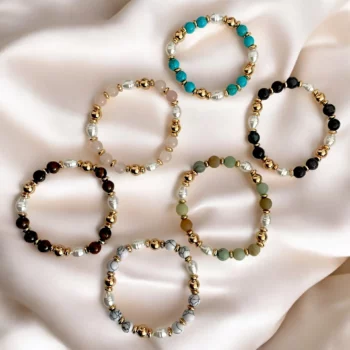 Lot de 12 (1,50€ Pièce) : Bracelet Perles Colorées & Blanches Nacrées – Image 2