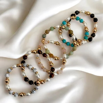 Lot de 12 (1,50€ Pièce) : Bracelet Perles Colorées & Blanches Nacrées – Image 3