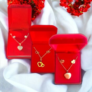 Lot de 3 Coffrets (3€ unité) : Collier et Boucles d'oreilles - Collection Coeur Doré