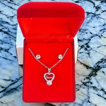 Lot de 3 Coffrets (3€ unité) : Collier et Boucles d'oreilles - Collection Acier Inoxydable Coeur Argenté – Image 4