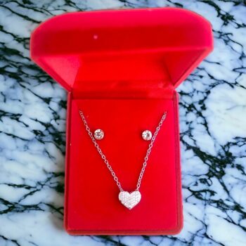 Lot de 3 Coffrets (3€ unité) : Collier et Boucles d'oreilles - Collection Acier Inoxydable Coeur Argenté – Image 2
