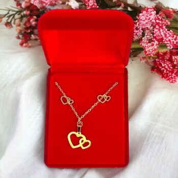 Coffret Collier et Boucles d'oreilles - Collection Coeur Doré