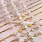 Lot de 6 (2,21€ Pièce) : Collier doré et argenté Perles & Motifs Blancs Nacrés - Acier Inoxydable