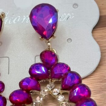 Présentoir de 20 Paires (2,50€ la paire) : Grandes Boucles d'Oreilles en strass coloré – Image 2