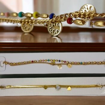 Lot de 20 (2,10€ pièce) : Mélange de bracelets dorés et argentés en acier inoxydable