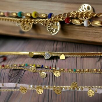 Lot de 20 (2,10€ pièce) : Mélange de bracelets dorés et argentés en acier inoxydable – Image 11