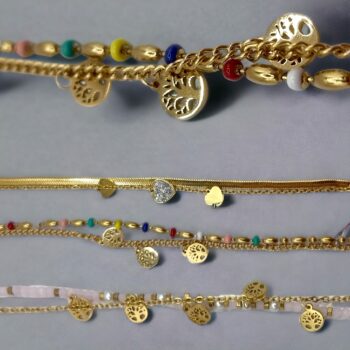 Lot de 20 (2,10€ pièce) : Mélange de bracelets dorés et argentés en acier inoxydable – Image 10