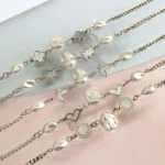 Lot de 6 (2,21€ Pièce) : Collier argenté Perles & Motifs Blancs Nacrés - Acier Inoxydable