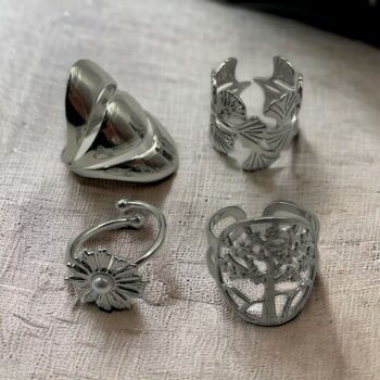 Lot de 30 (1,90€ unité) : Bague ajustable argentée en Acier Inoxydable