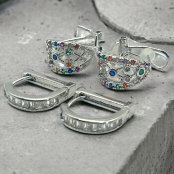 Lot mélangé de 10 (2,50€ la paire) : Paire de Boucles d'Oreilles argentées en Acier Inoxydable