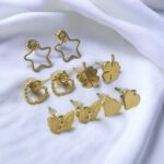 Lot mélangé de 10 (2,10€ la paire) : Paire de Petites Boucles d'Oreilles dorées en Acier Inoxydable