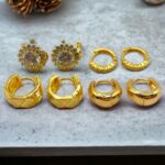 Lot mélangé de 30 (1,50€ la paire) : Paire de Boucles d'Oreilles dorées en Acier Inoxydable