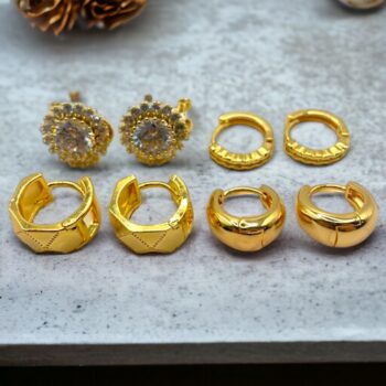 Lot mélangé de 30 (1,50€ la paire) : Paire de Boucles d'Oreilles dorées en Acier Inoxydable