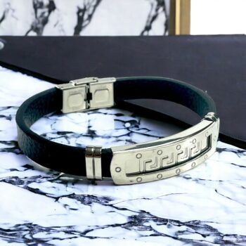 Lot de 20 (1,60€ unité) : Mélange De Bracelets homme Argentés et simili cuir noir – Image 4