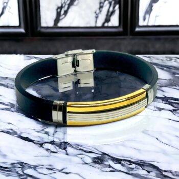 Lot de 30 (1,40€ unité) : Mélange De Bracelets homme Dorés et Argentés simili cuir noir – Image 4