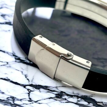 Lot de 20 (1,60€ unité) : Mélange De Bracelets homme Argentés et simili cuir noir – Image 6