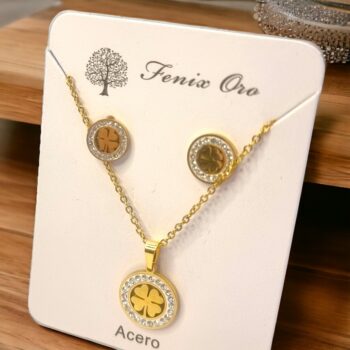 Lot de 30 (1,90€ unité) : Parure Colliers avec boucles d'oreilles dorés Acier Inoxydable – Image 2